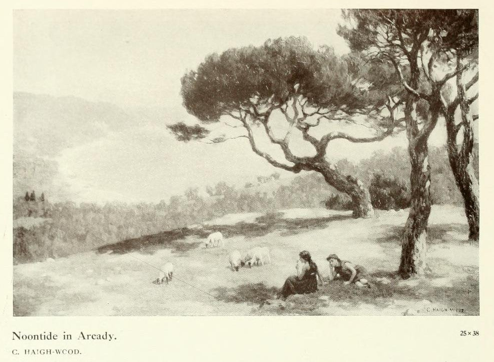 Noontide in Arcady, vintage artwork by Charles Haigh Wood, 12x8" (A4) Poster