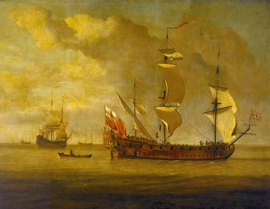 The 'Charles Galley' Before a Light Breeze, vintage artwork by Willem van de Velde the Younger, 12x8" (A4) Poster