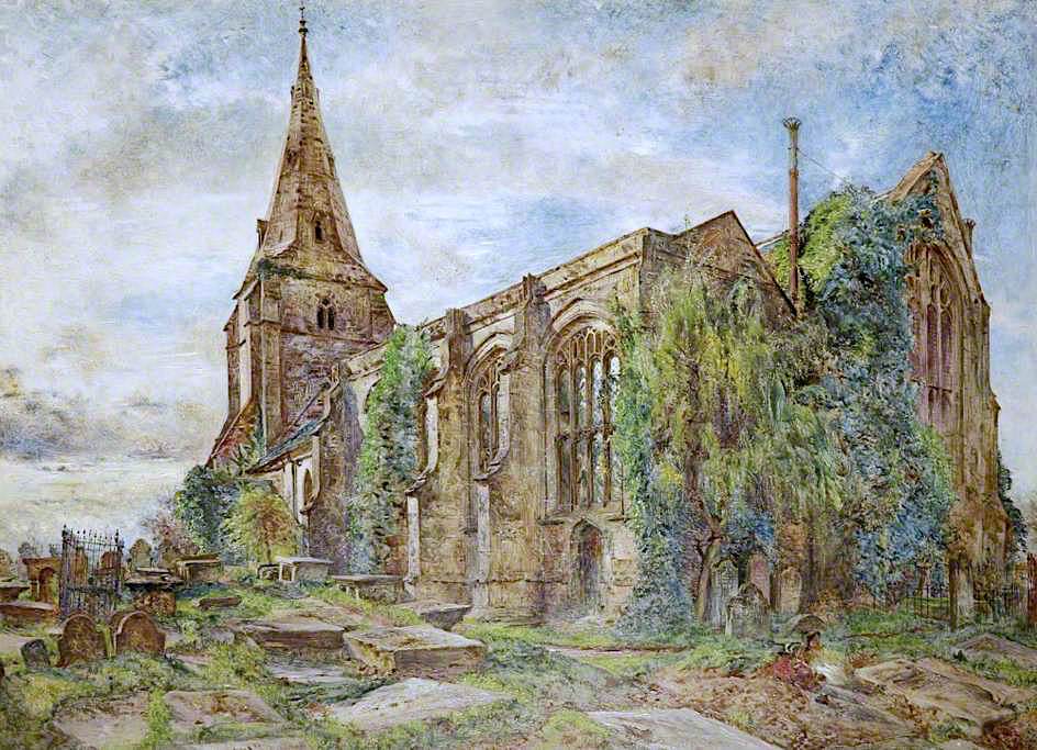 Bebington Church, vintage artwork by William Huggins, A3 (16x12") Poster Print