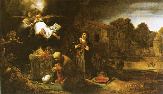 Manoah's Sacrifice, vintage artwork by Govaert Flinck, 12x8" (A4) Poster
