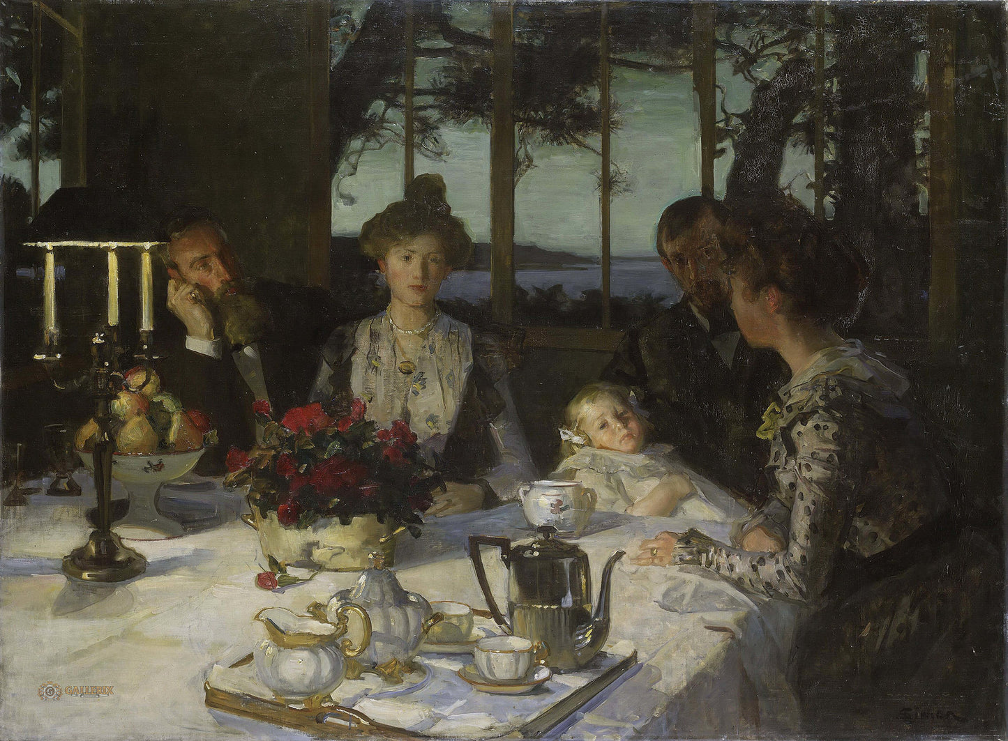 Evening Conversation in Kergaït by Lucien Simon,A3(16x12")Poster