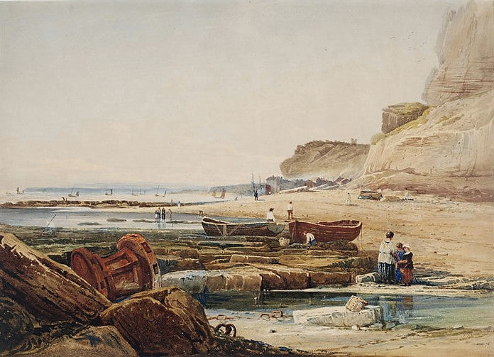 The Beach, Hastings, vintage artwork by Samuel Prout, 12x8" (A4) Poster