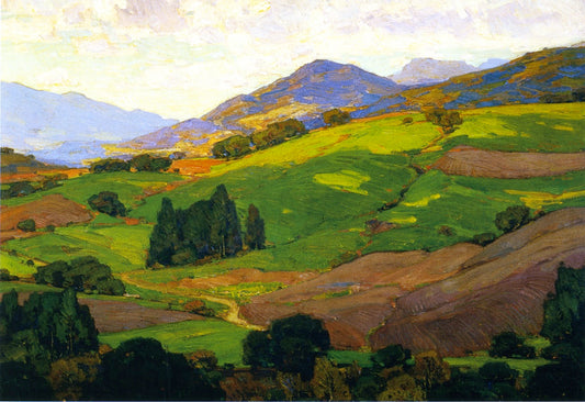 I Lifted Mine Eyes to the Hills, vintage artwork by William Wendt, 12x8" (A4) Poster