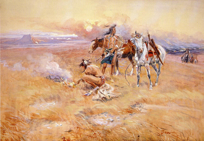 ackfeet Burning Crow Buffalo Range by Charles Marion Russell,A3(16x12