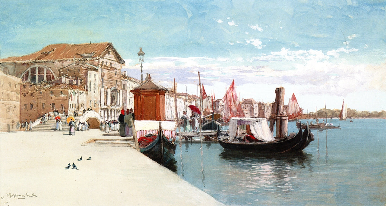 Morning along the Canal, vintage artwork by Francis Hopkinson Smith, 12x8" (A4) Poster