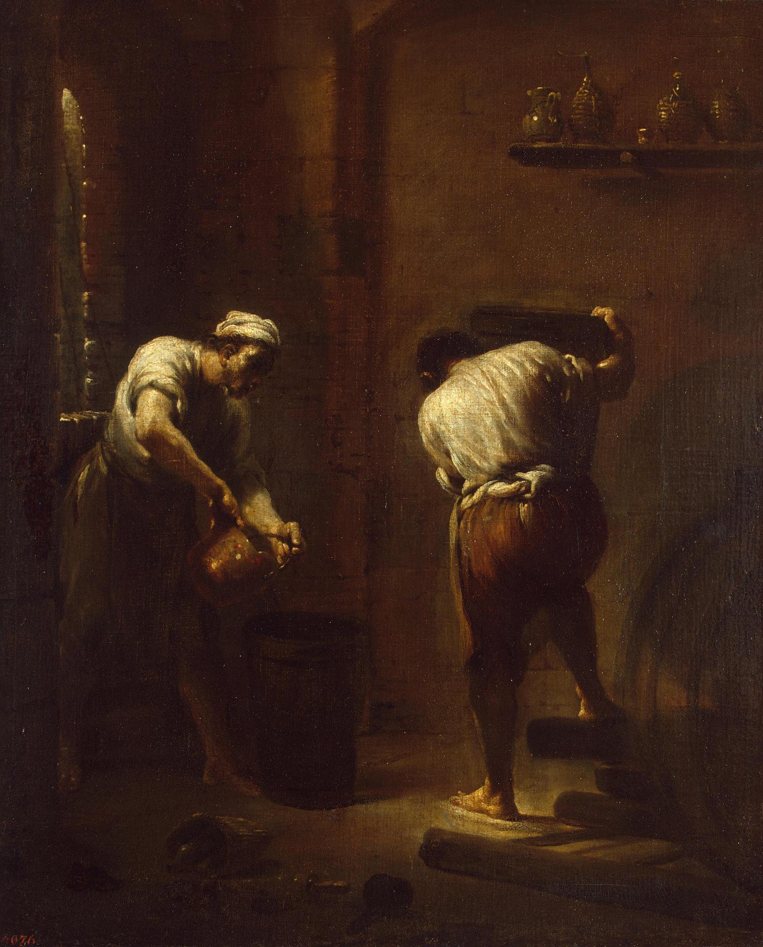 Scene in a Cellar, vintage artwork by Giuseppe Maria Crespi, 12x8" (A4) Poster