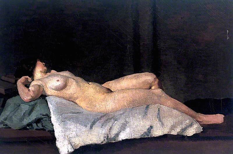 Female Figure Lying on Her Back, vintage artwork by Dora Carrington, 12x8" (A4) Poster