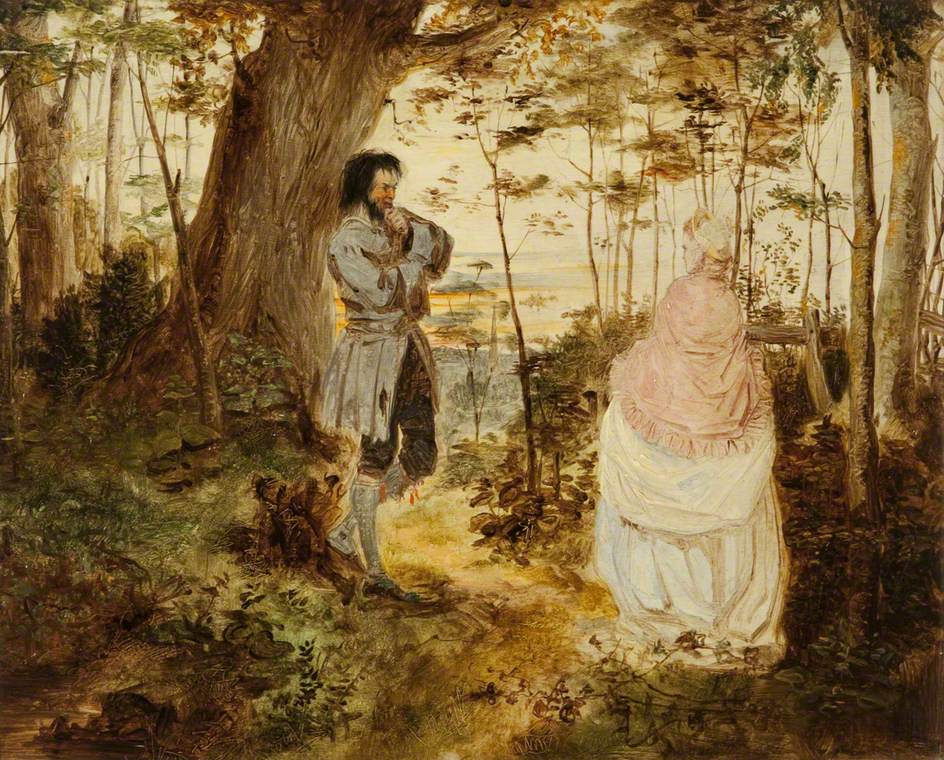 Hugh and Dolly Varden (from the novel 'Barnaby  Rudge' by  Charles Dickens), vintage artwork by William Powell Frith, A3 (16x12") Poster Print