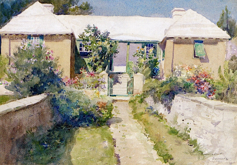 Bermuda House and Garden, vintage artwork by Edmund Henry Garrett, 12x8" (A4) Poster