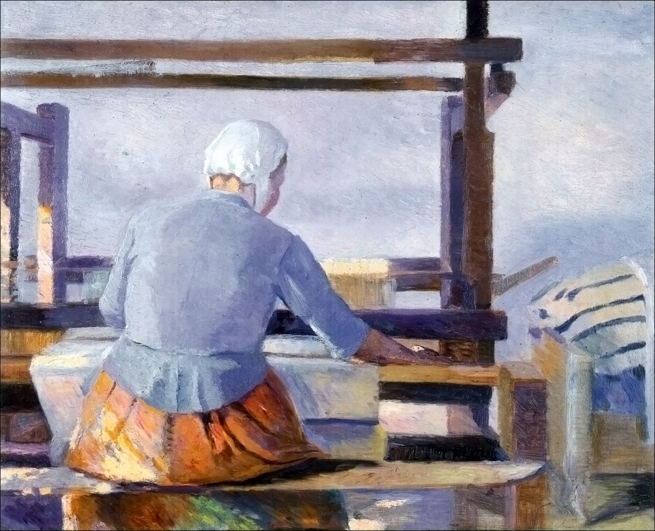 The woman at the loom, vintage artwork by Marie Triepcke Kroyer, 12x8" (A4) Poster