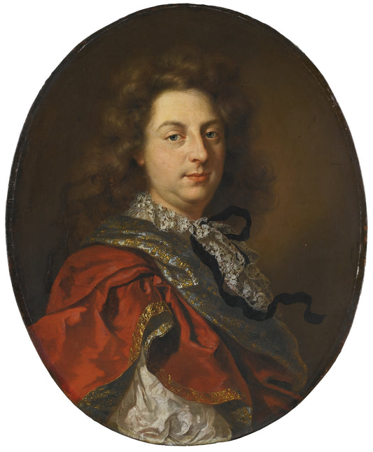 Portrait of a Gentleman, half-length, wearing a red mantle, vintage artwork by Adriaen van der Werff, 12x8" (A4) Poster