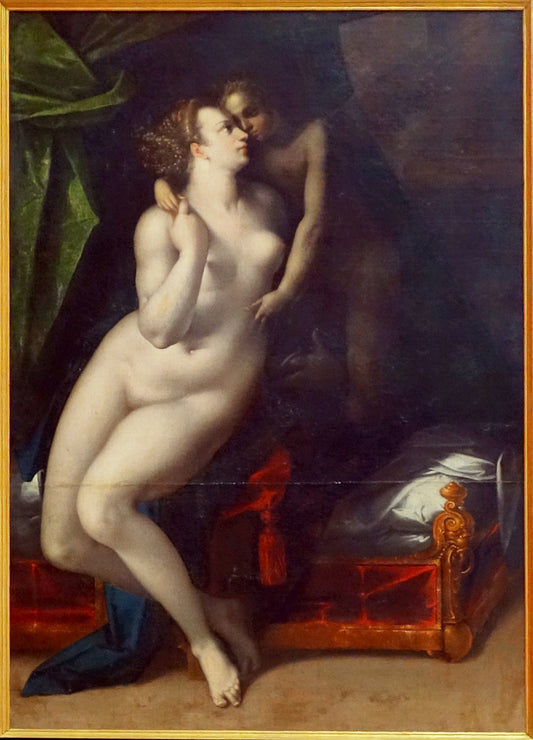 Venus and Сupid, vintage artwork by Dirk de Quade van Ravesteyn, 12x8" (A4) Poster