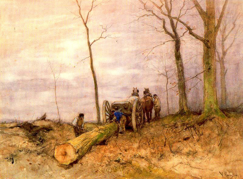 The Cart with Two Wheels, vintage artwork by Anton Mauve, 12x8" (A4) Poster