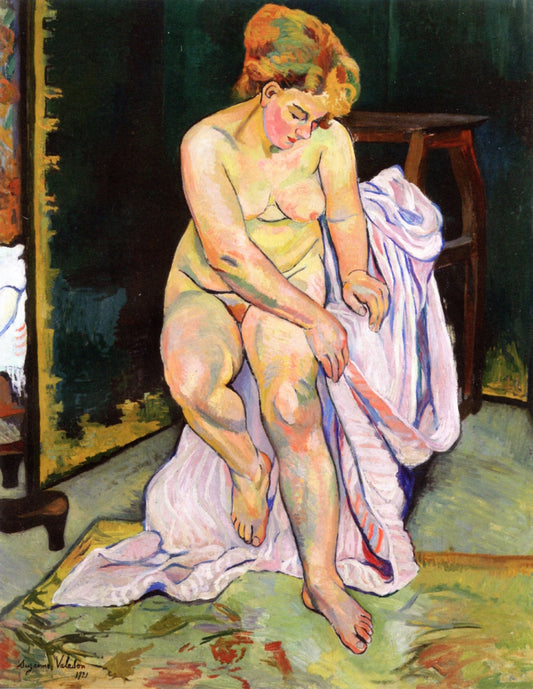 Nude with Drapery, vintage artwork by Suzanne Valadon, 12x8" (A4) Poster