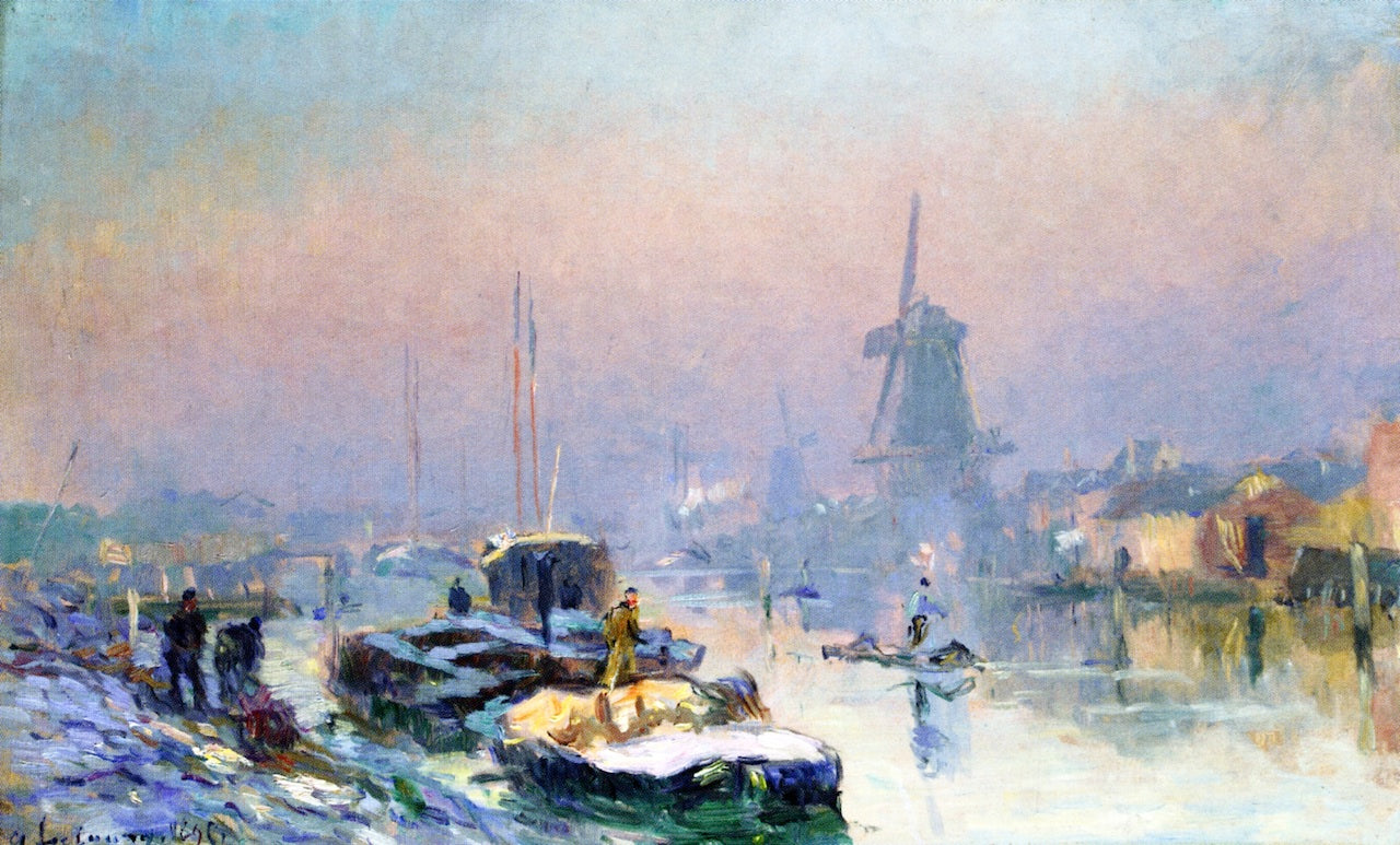Canal in Holland, vintage artwork by Albert Lebourg, 12x8" (A4) Poster