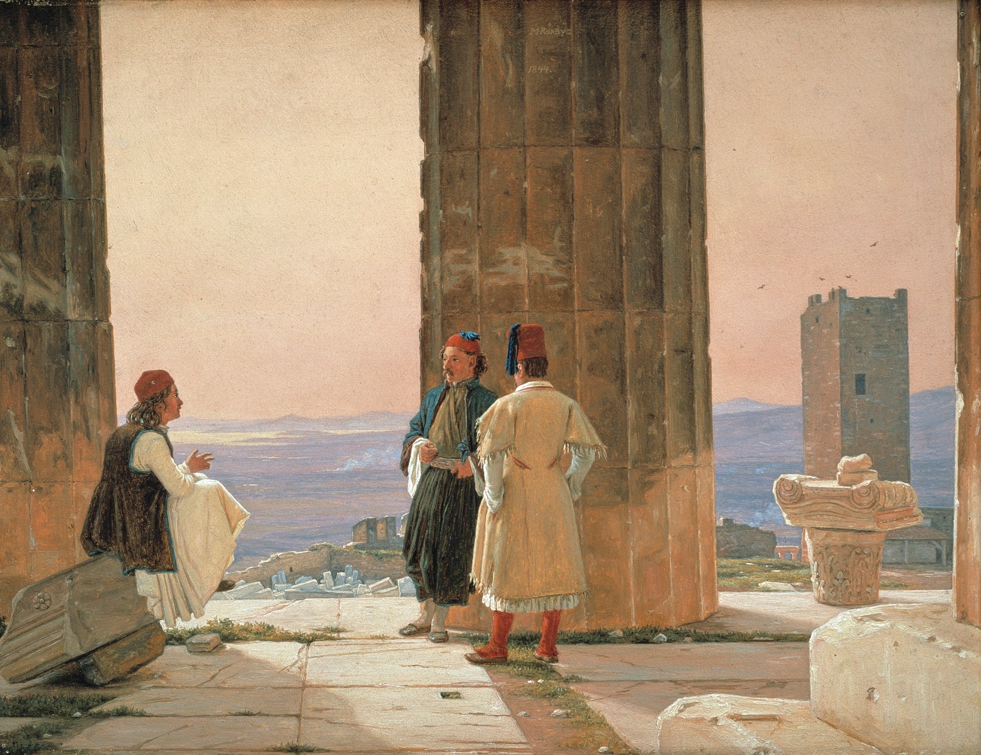 View of the Temple of Athena on the Acropolis, vintage artwork by Martinus Rørby e, A3 (16x12") Poster Print