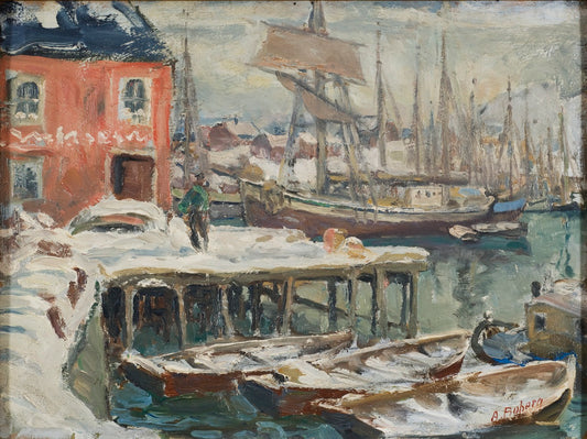 Jetty, Lofoten. Study from North Norway, vintage artwork by Anna Boberg, 12x8" (A4) Poster