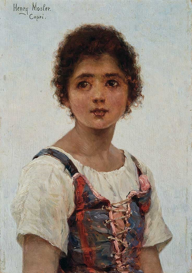 Young Girl, Capri, vintage artwork by Henry Mosler, 12x8" (A4) Poster