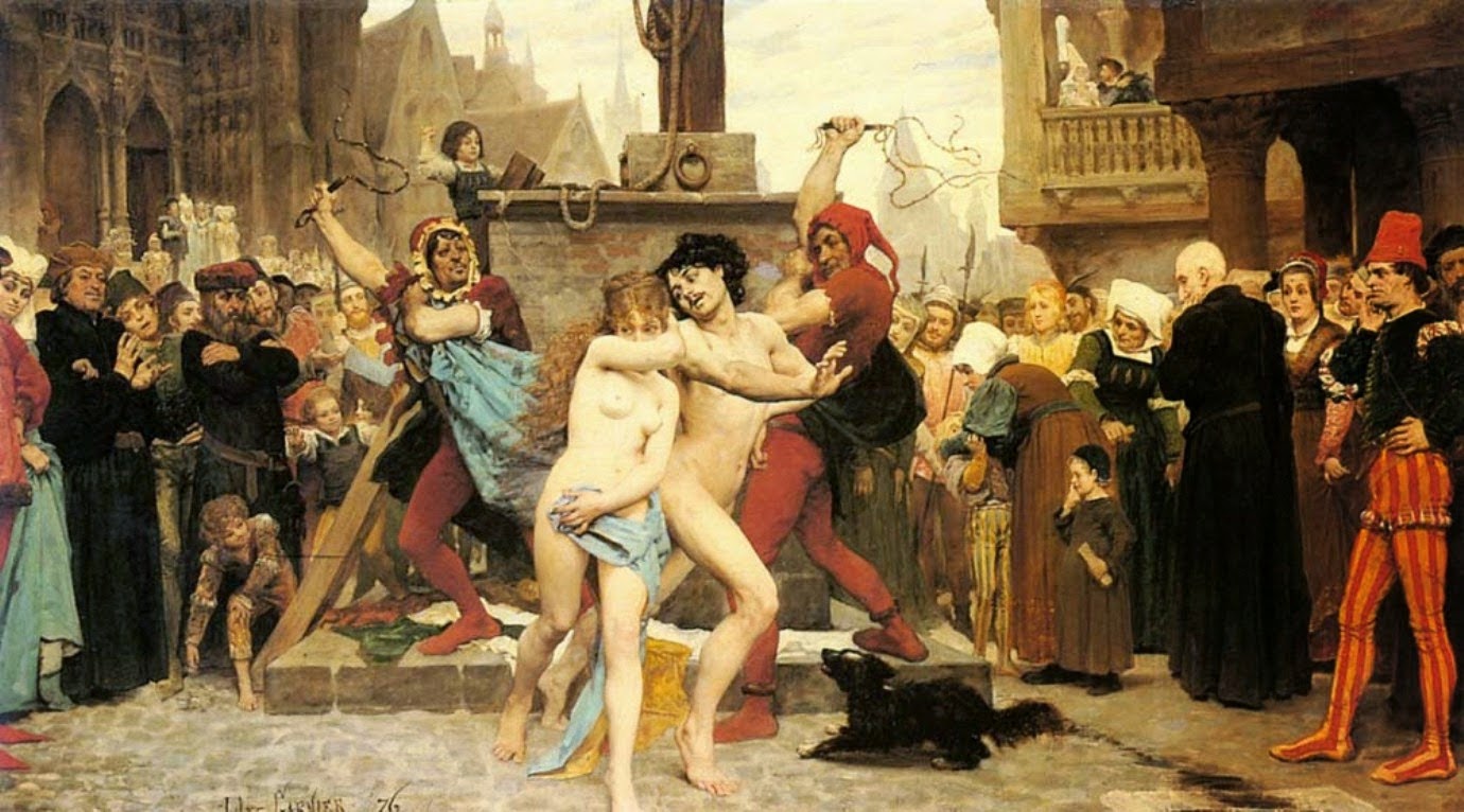 Le supplice des adultères, vintage artwork by Jules-Arsène Garnier, 12x8" (A4) Poster
