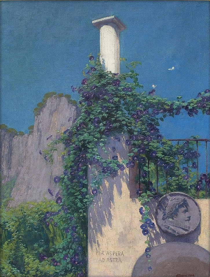Per aspera ad astra, vintage artwork by Edward Okuń, 12x8" (A4) Poster
