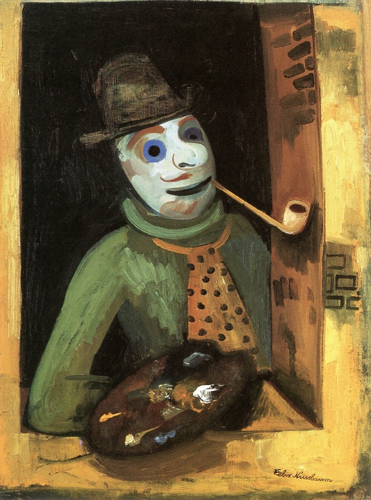 Painter with Mask, vintage artwork by Felix Nussbaum, 12x8" (A4) Poster