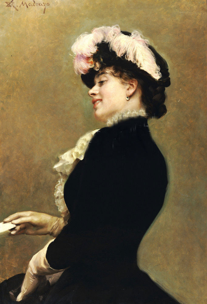 An Elegant Beauty, vintage artwork by Raimundo de Madrazo y Garreta, 12x8" (A4) Poster