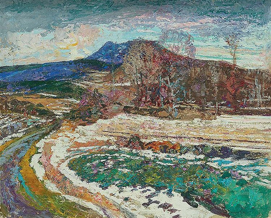 Snow in Early Spring, vintage artwork by Victor Charreton, 12x8" (A4) Poster