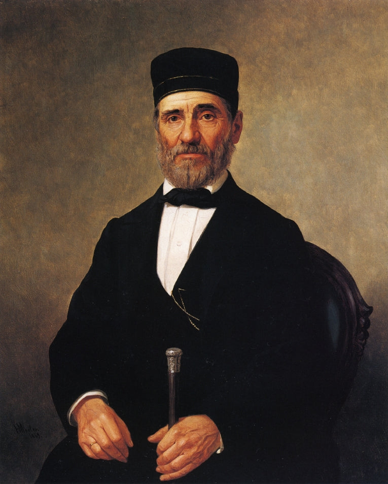 Portrait of a Rabbi (Rabbi Bernard Illowy?), vintage artwork by Henry Mosler, 12x8" (A4) Poster
