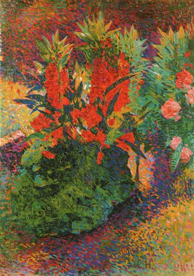 Spring Flowers in the garden, vintage artwork by Curt Herrmann, 12x8" (A4) Poster