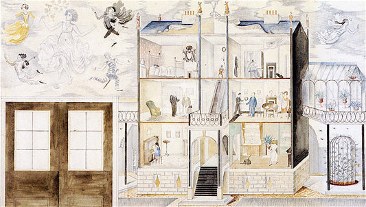 A Lodging House (study for Morley College mural), vintage artwork by Eric Ravilious, 12x8" (A4) Poster