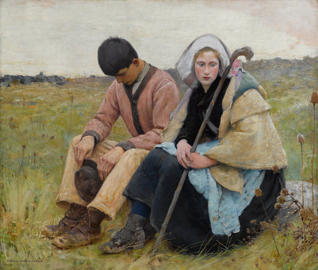 Auvers-sur-Oise, vintage artwork by Charles Sprague Pearce, 12x8" (A4) Poster