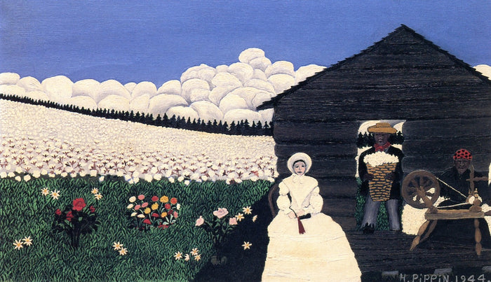 Cabin in the Cotton IV, vintage artwork by Horace Pippin, 12x8