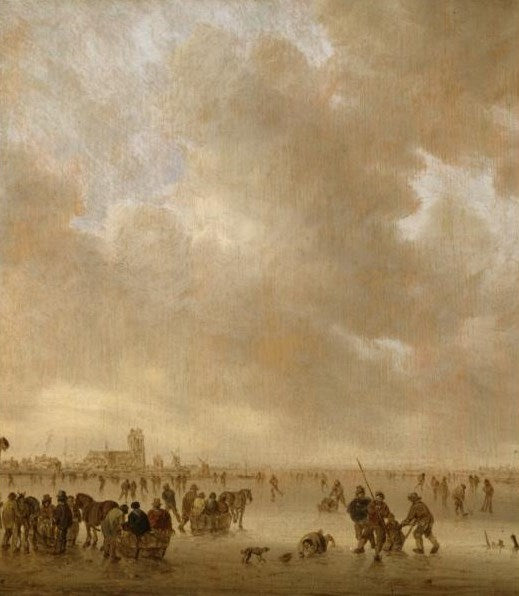 On the Ice near Dordrecht, vintage artwork by Jan van Goyen, 12x8" (A4) Poster