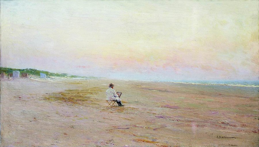 Painter by  the Sea, vintage artwork by Ivan Pokhitonov, 12x8" (A4) Poster