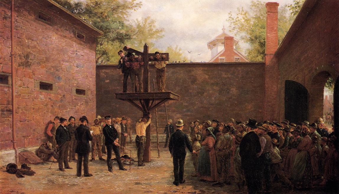 The Pillory and Whipping Post, New Castle, Delaware, vintage artwork by Edward Lamson Henry, 12x8" (A4) Poster