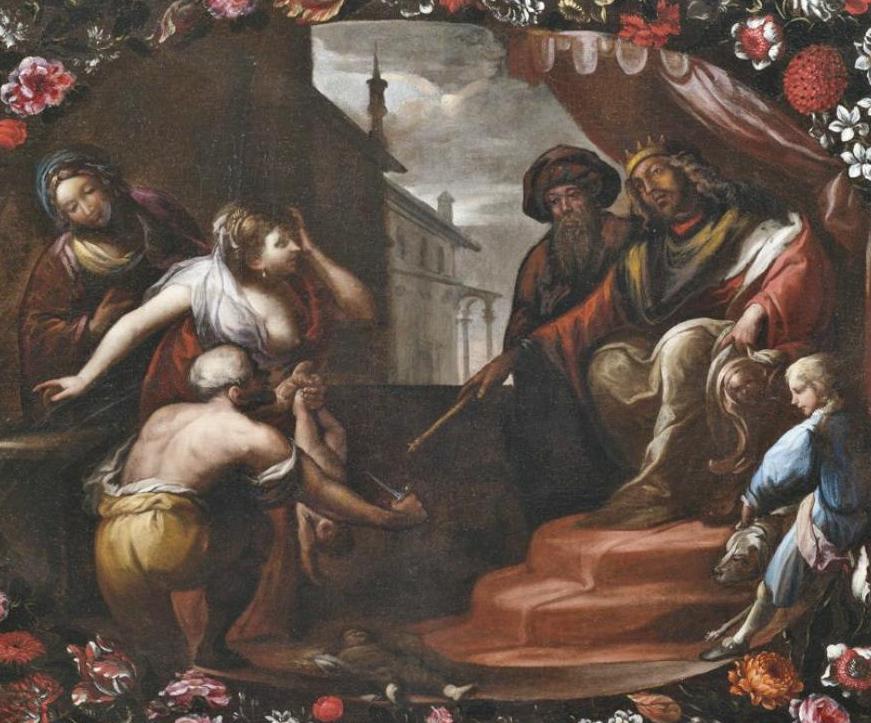 Il Giudizio di Salomone, vintage artwork by Giovanni Stanchi Dei Fiori, 12x8" (A4) Poster