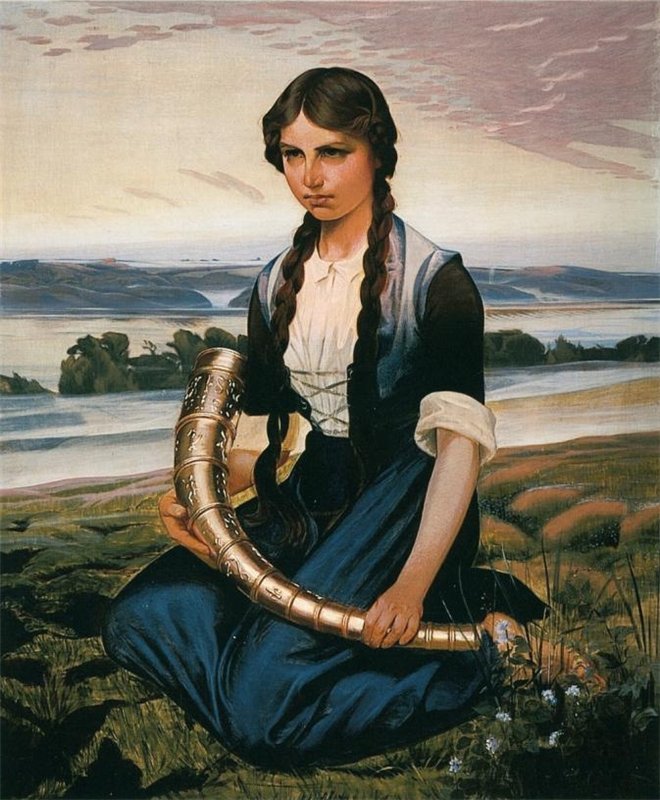 The Girl Who Finds The Gold Horn by Harald Slott-Moller,A3(16x12")Poster
