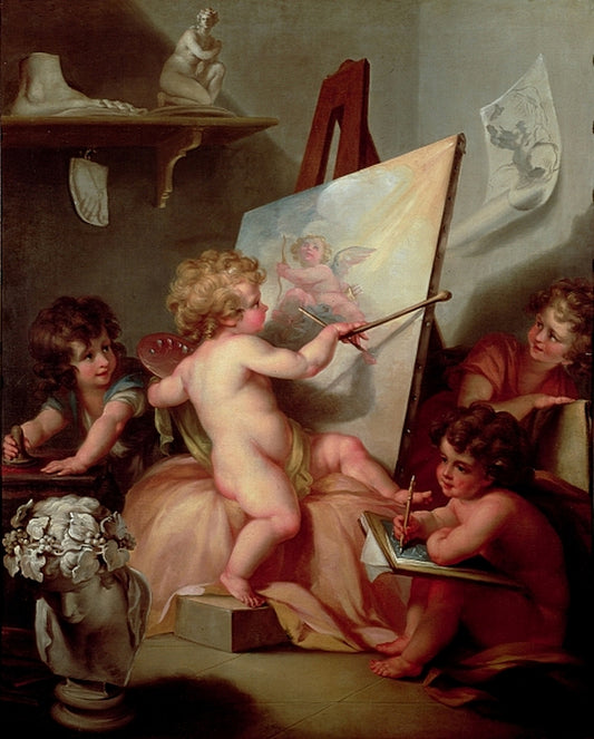 Cherubs: Painting, vintage artwork by Angelica Kauffmann, 12x8" (A4) Poster