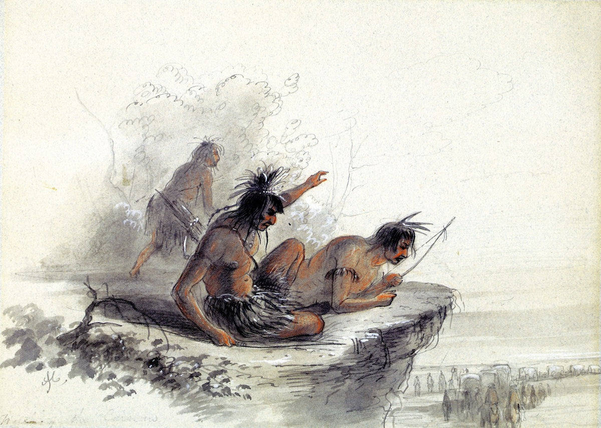 Watching the Caravan, vintage artwork by Alfred Jacob Miller, A3 (16x12") Poster Print