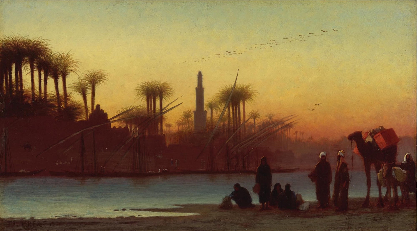 Near Manfalout, Egypt, vintage artwork by Charles Theodore Frère, A3 (16x12") Poster Print