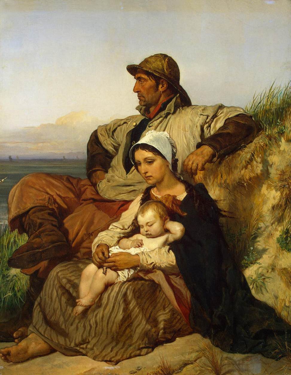 Fisherman's Family, vintage artwork by Louis Gallait, A3 (16x12") Poster Print