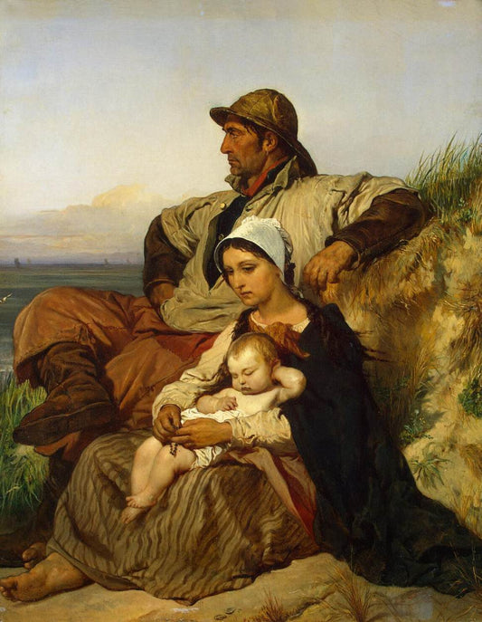 Fisherman's Family, vintage artwork by Louis Gallait, A3 (16x12") Poster Print