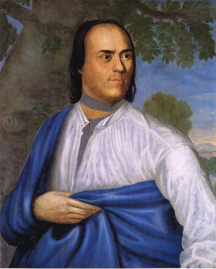 Portrait of the Reverend Samson Occom, vintage artwork by Nathaniel Smibert, 12x8" (A4) Poster