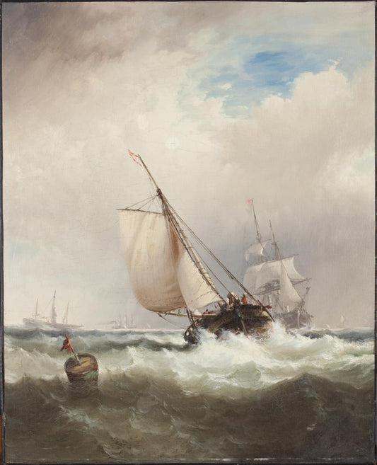 Shipping on the Delaware, vintage artwork by Edward Moran, 12x8" (A4) Poster