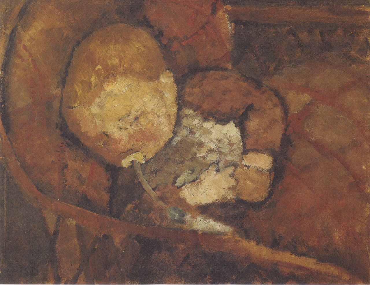 Child in the cradle, vintage artwork by Paula Modersohn-Becker, 12x8" (A4) Poster