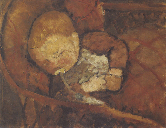 Child in the cradle, vintage artwork by Paula Modersohn-Becker, 12x8" (A4) Poster