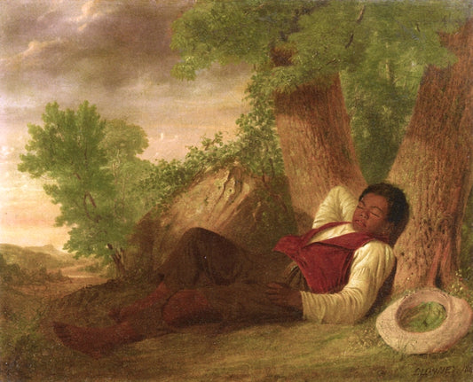 Boy Asleep at the Base of a Tree, vintage artwork by James Goodwyn Clonney, A3 (16x12") Poster Print