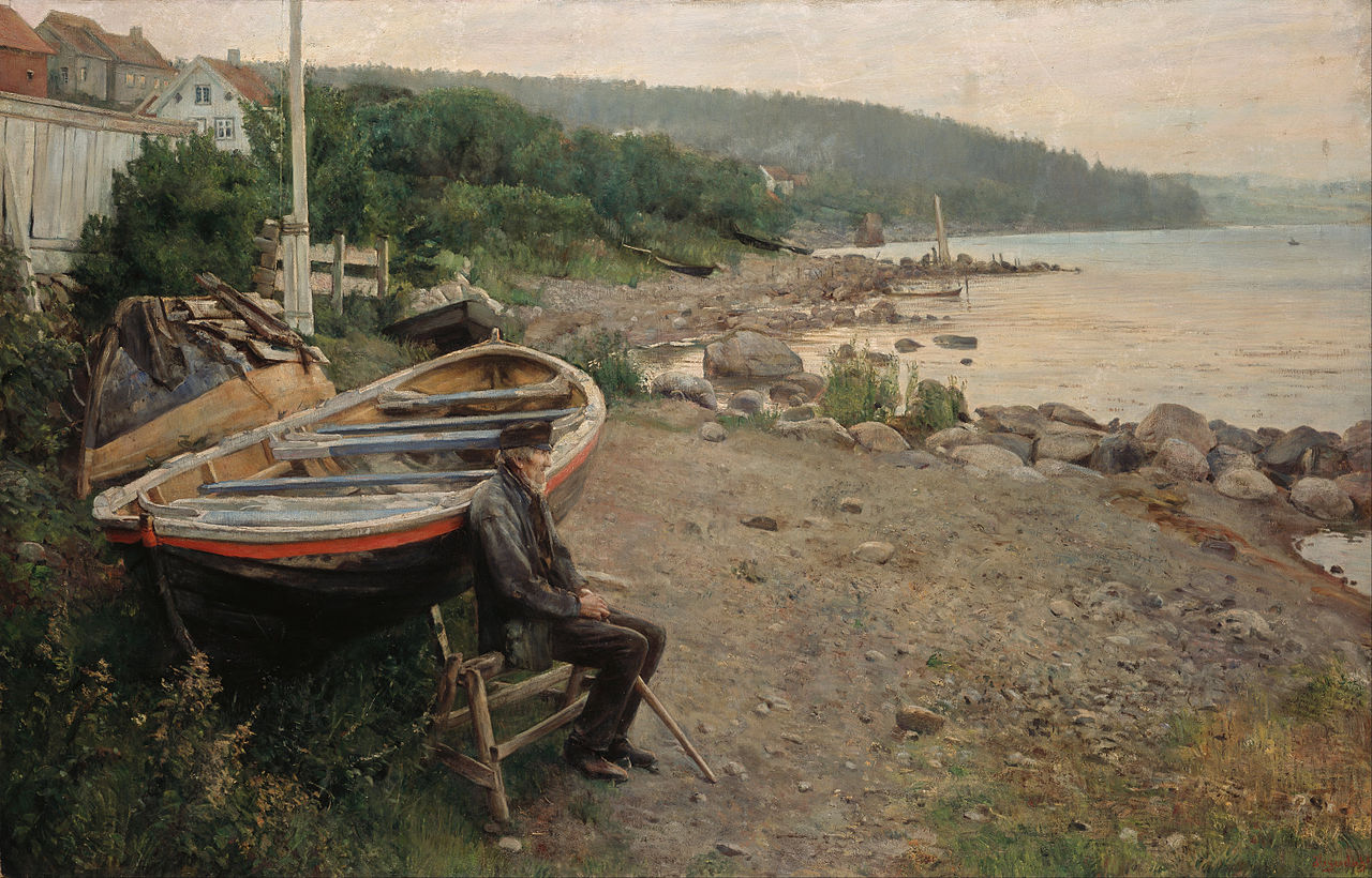 View from Asgardstrand, vintage artwork by Hans Heyerdahl, 12x8" (A4) Poster