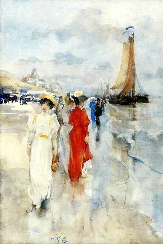 Elegant Ladies at the Beach of Scheveningen by Hobbe Smith,A3(16x12")Poster