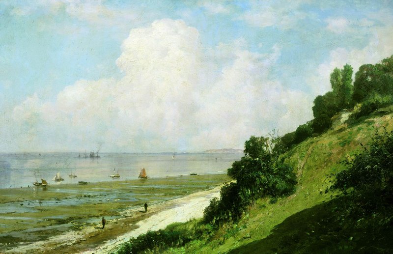 Coast in Honfleur, vintage artwork by Alexei Bogoliubov, 12x8" (A4) Poster